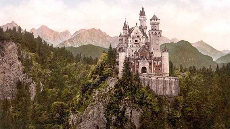 Neuschwanstein Castle LOC print rotated, tags: schloss - CC BY-SA